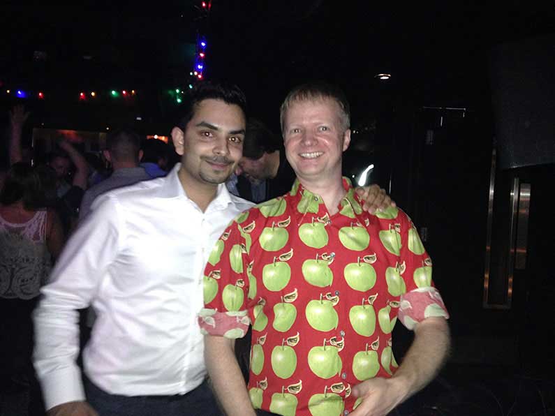 Hari and Jens in his Christmas shirt