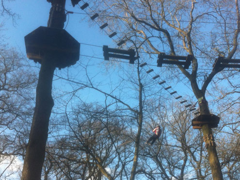 Andrew heading down the last zip wire