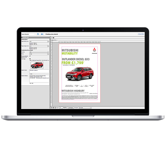 web-to-print editor on laptop