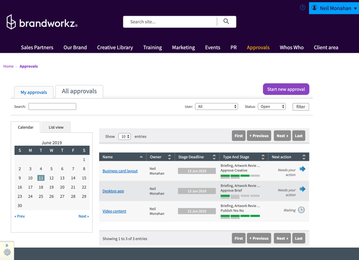 Approval Workflow Screen