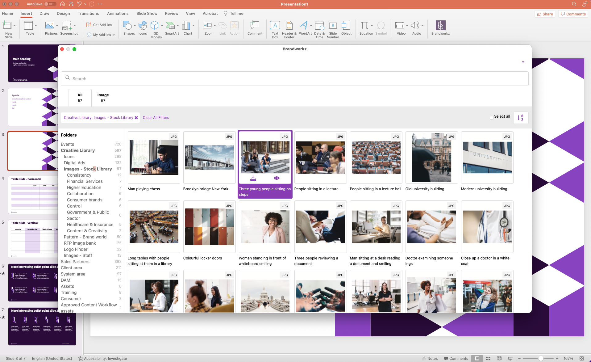 Full Brandworkz search functionality within MS Office